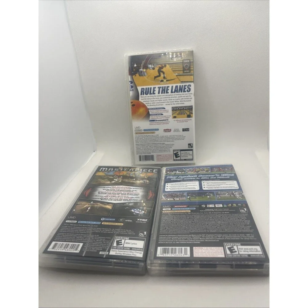PSP Game Lot of 3 CIB MX Vs. ATV - Brunswick Pro Bowling - PES 2008